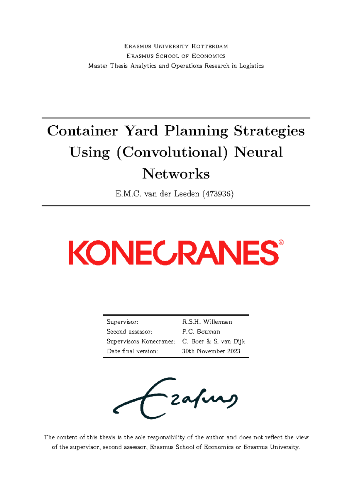 Master Thesis (473936): Container Yard Planning with AI Techniques ...