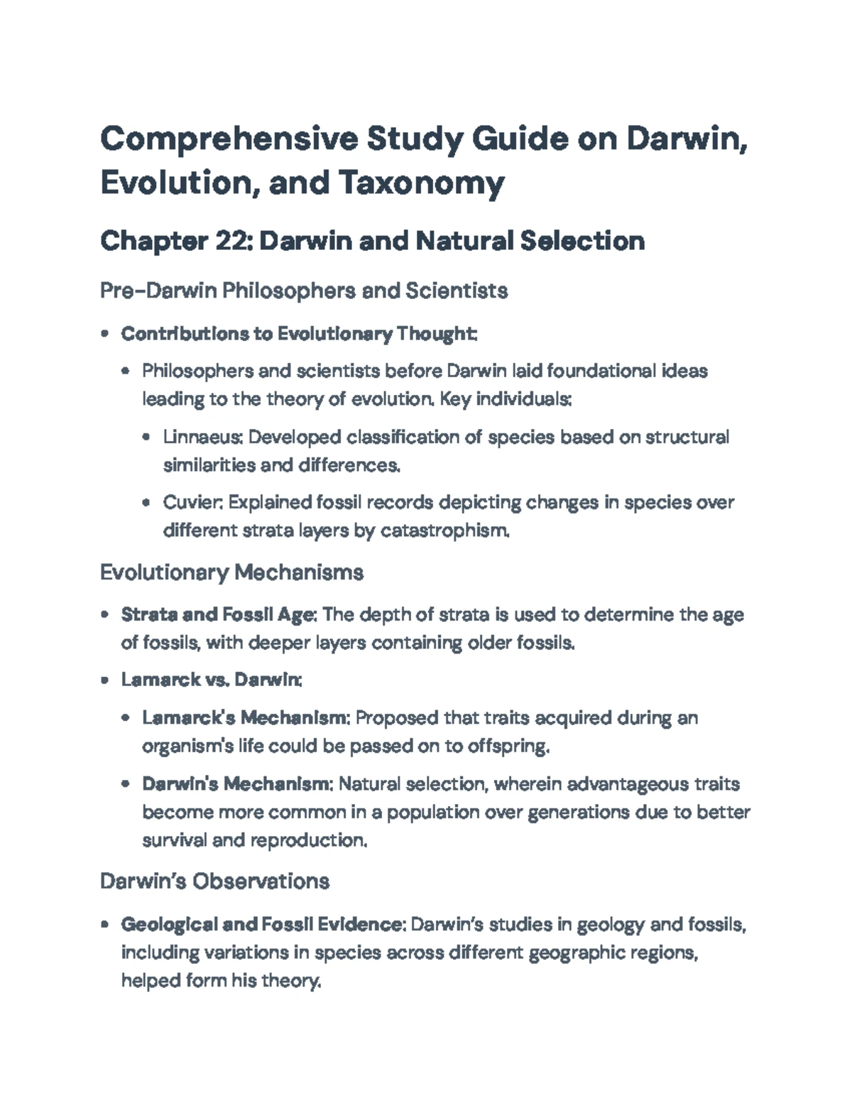 Comprehensive Study Guide: Evolution, Speciation, and Classification ...