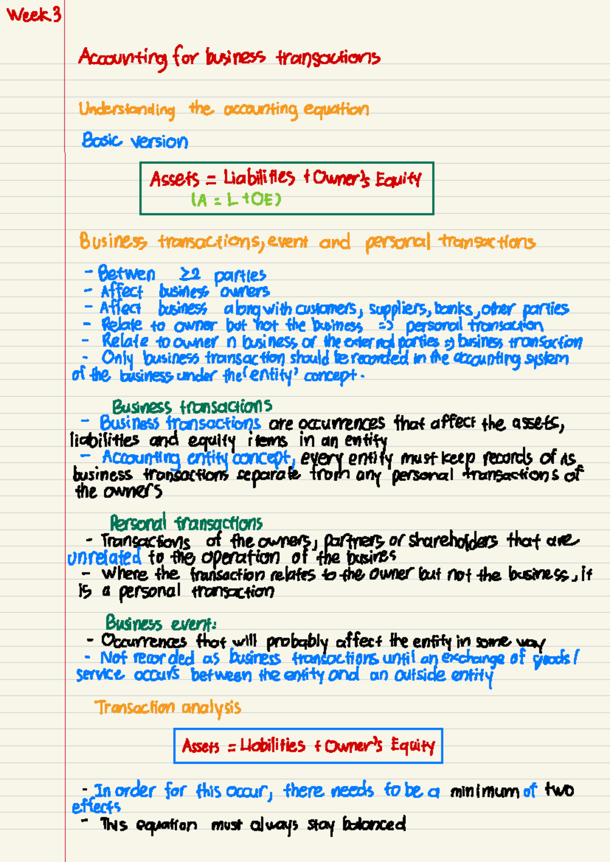 Lecture Note 3 - Third Week - Week 3 Accounting for business ...