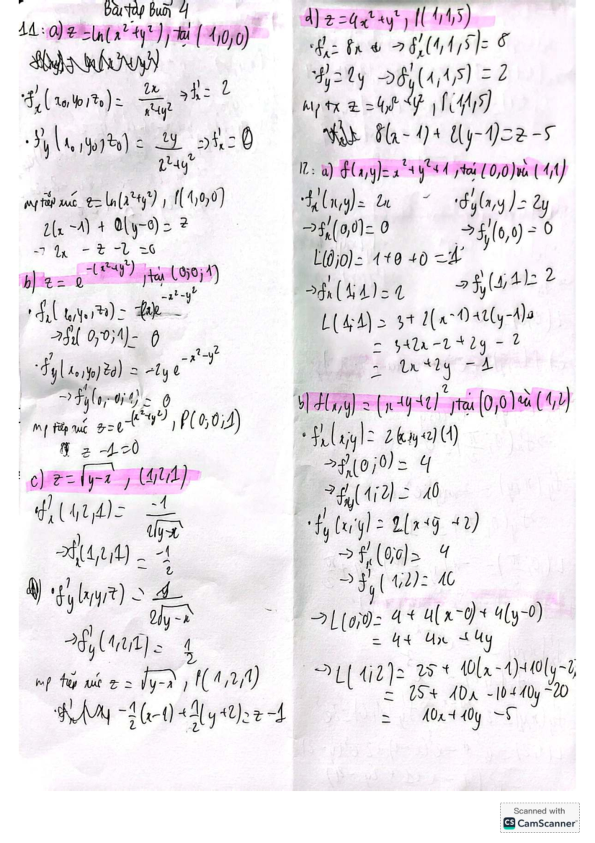 Bt Buổi 4 - Advanced Calculus Notes (Course Code: 11) - Studocu