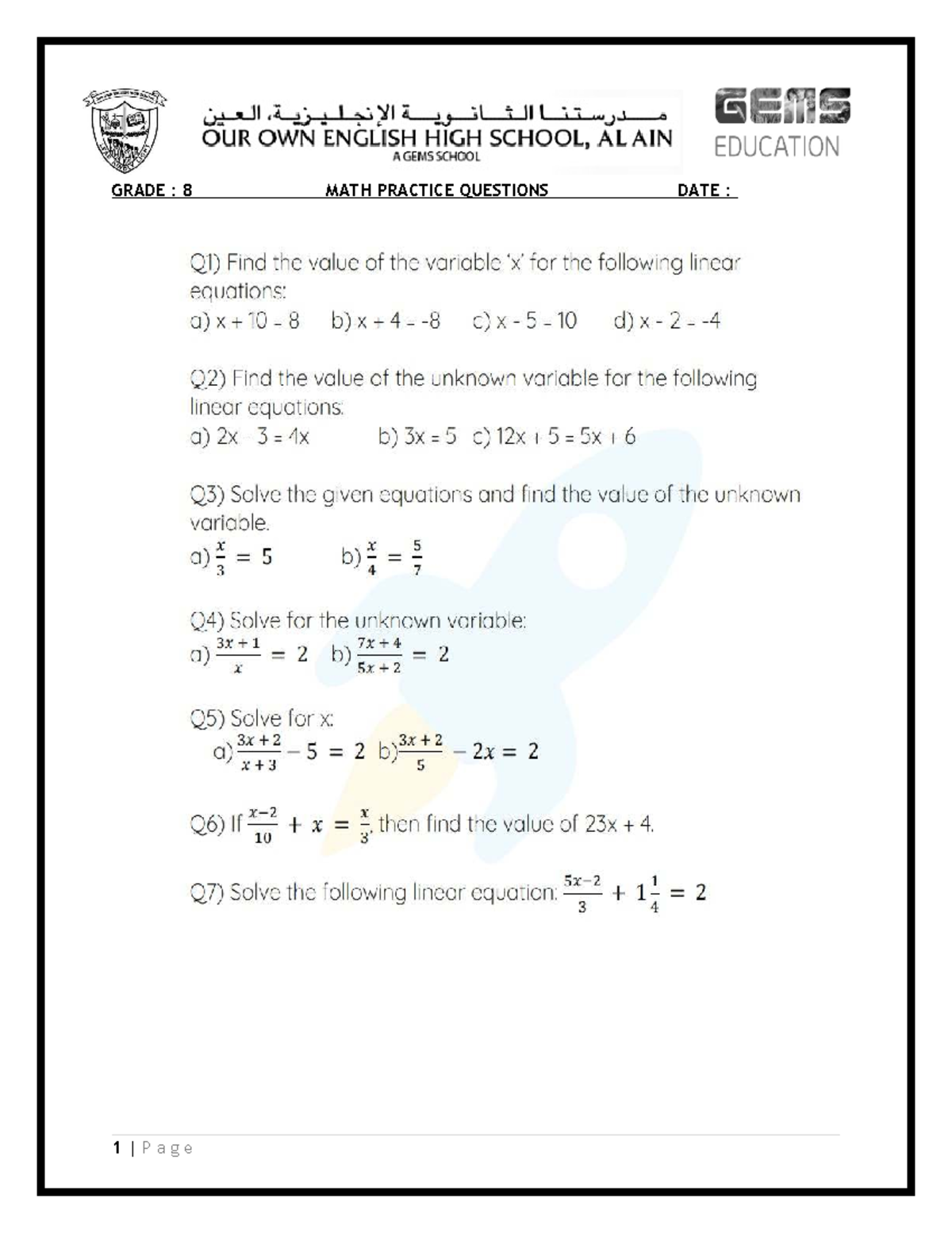 Worksheet 8 Grade 8 REV Worksheet Final - OWN INGLISH GEMS OUR OWN ...