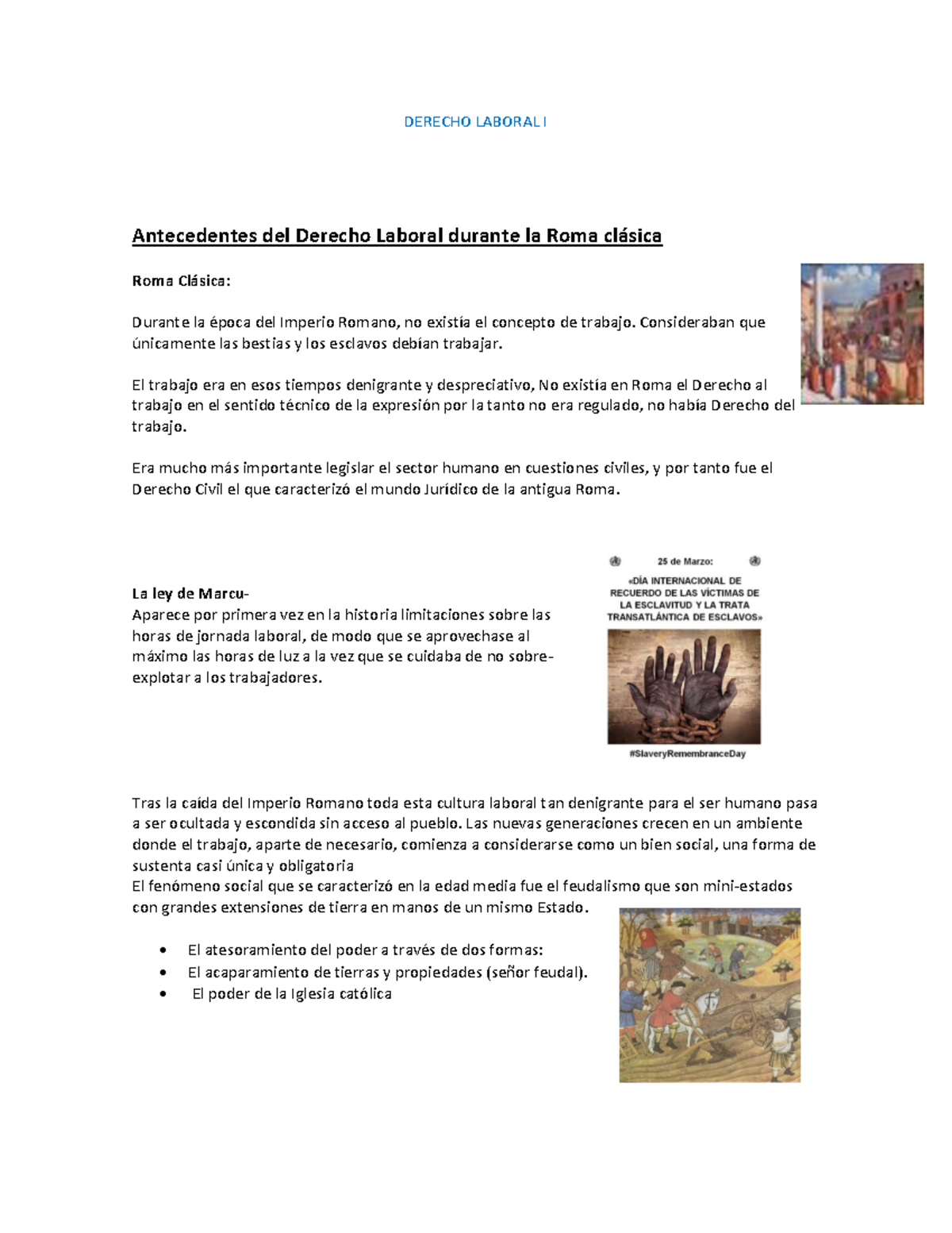 Derecho Laboral I - Primer Parcial: Hist. y Conceptos Fundamentales ...