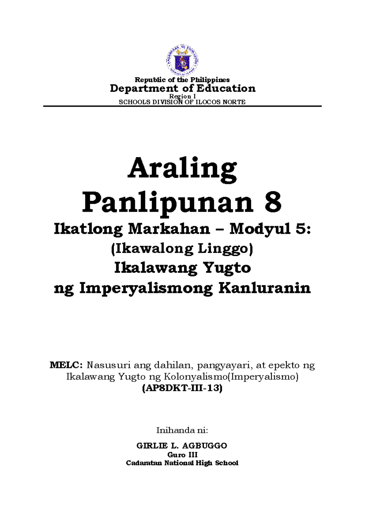 AP8 Q3 Mod5 Wk8 Girlie L - AP Q3 module - Republic of the Philippines ...