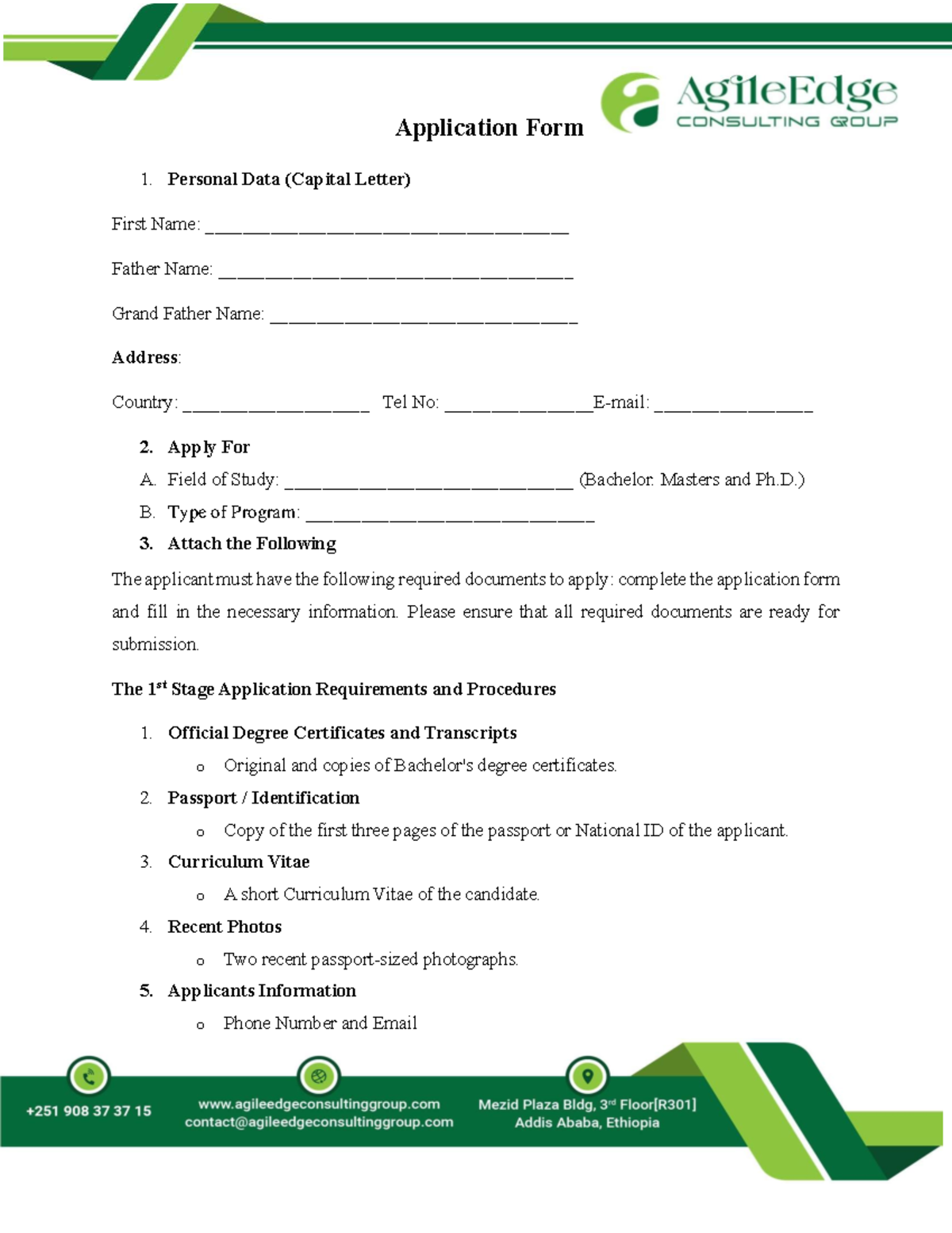 Application Form (4) - Personal Data & Requirements for Admission - Studocu
