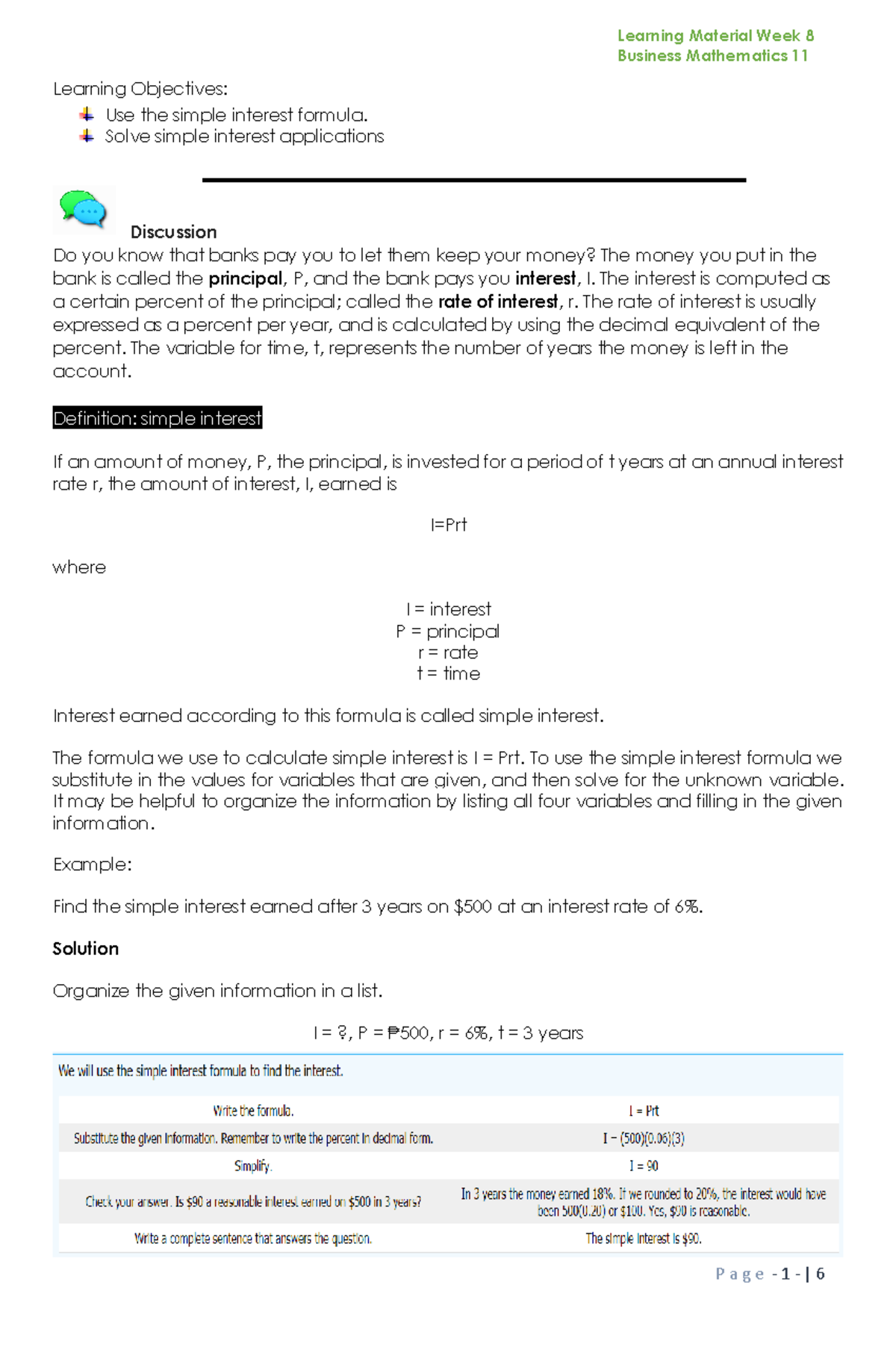 Business-Math-W8Englis - Business Mathematics 11 Learning Objectives ...