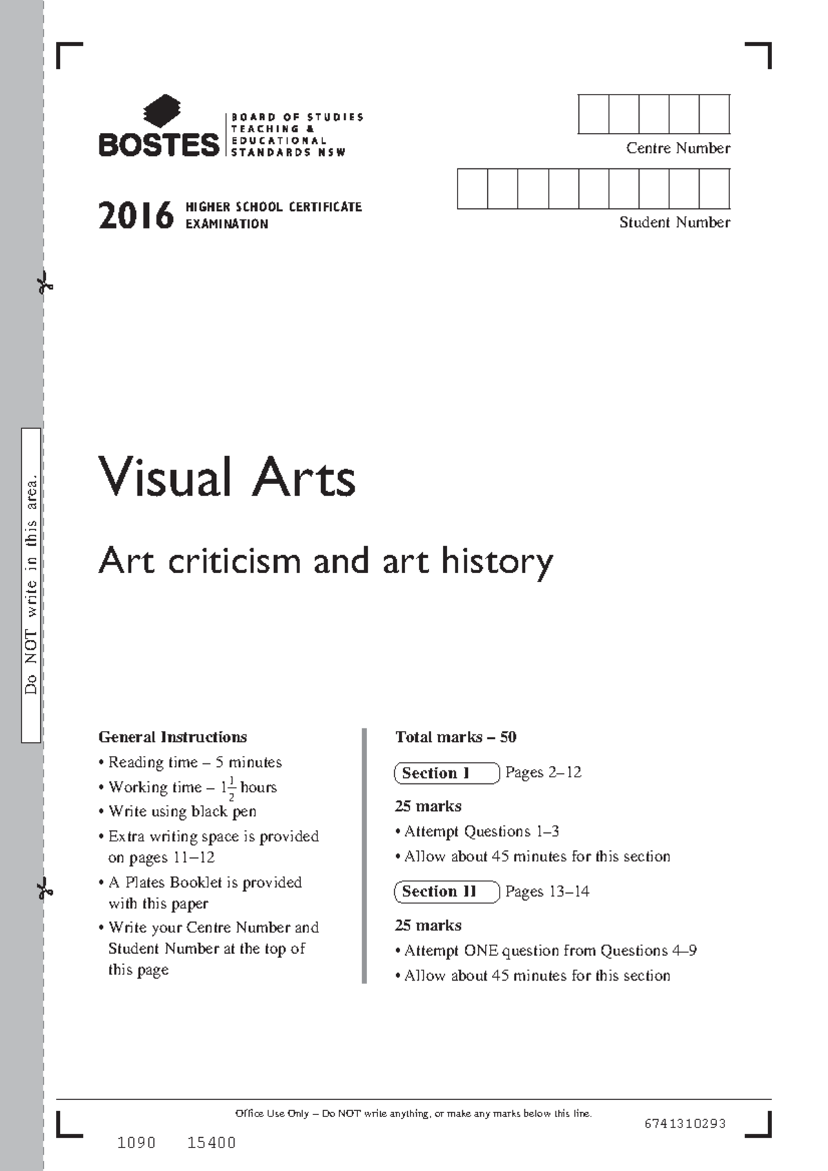 2016 HSC Visual Arts Past Paper - Practice Questions & Instructions ...