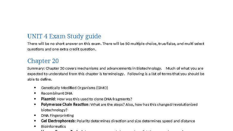 Unit 4 Exam Study Guide: Key Concepts in Evolution & Speciation - Studocu