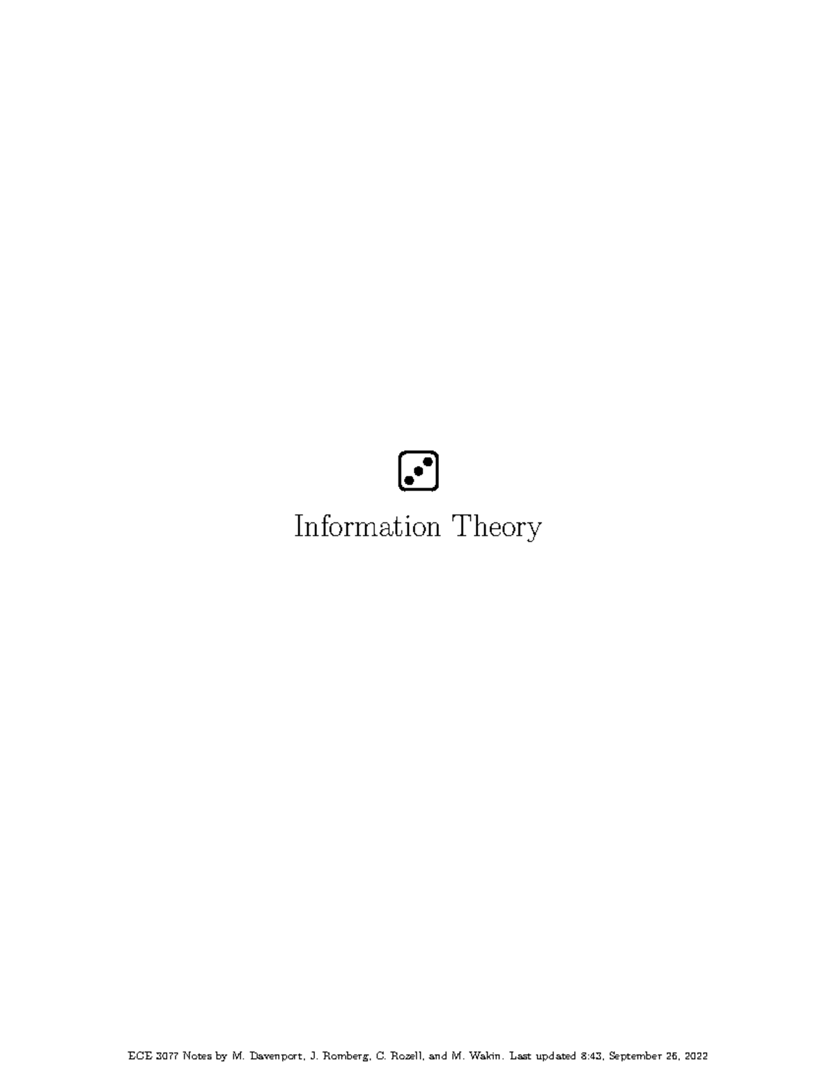 06 Information Theory Source Coding Blank - Information Theory Overview ...
