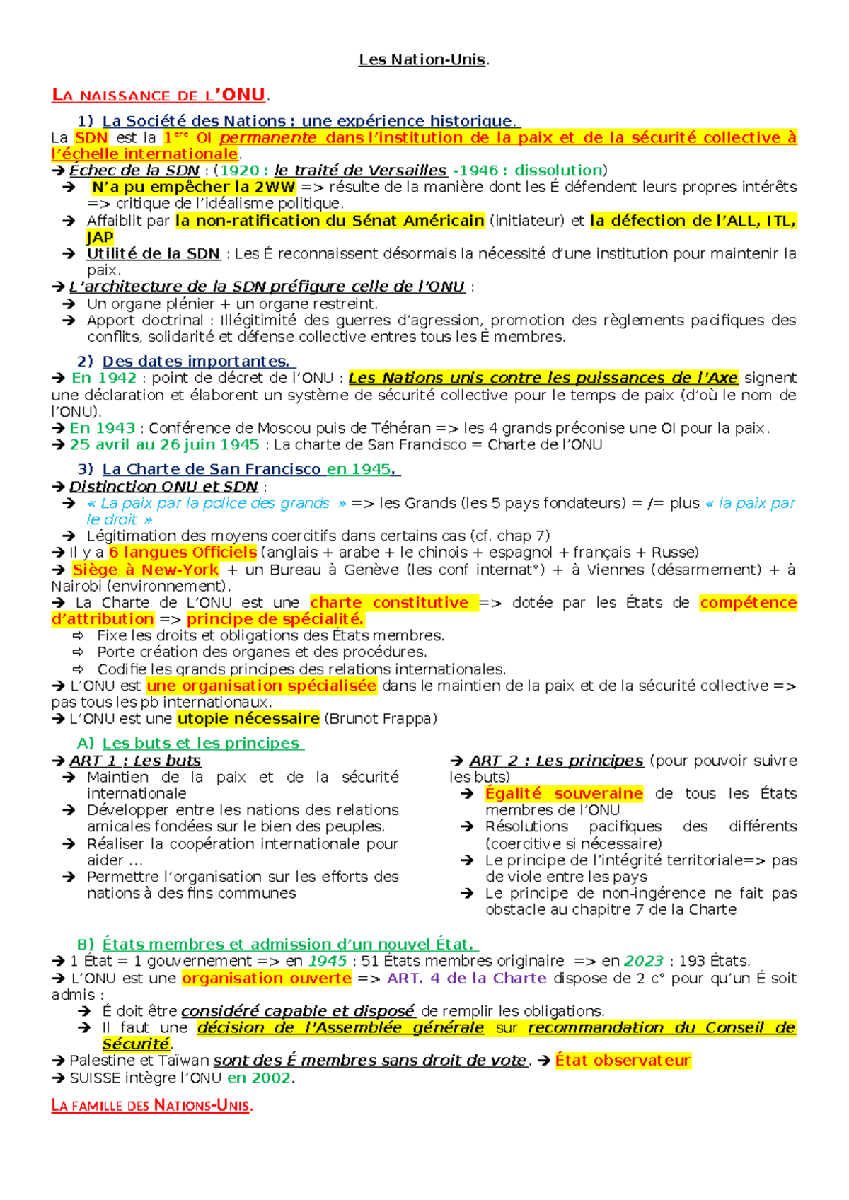 Fiche de Révision - ONU : Histoire et Fonctionnement de l'Organisation ...