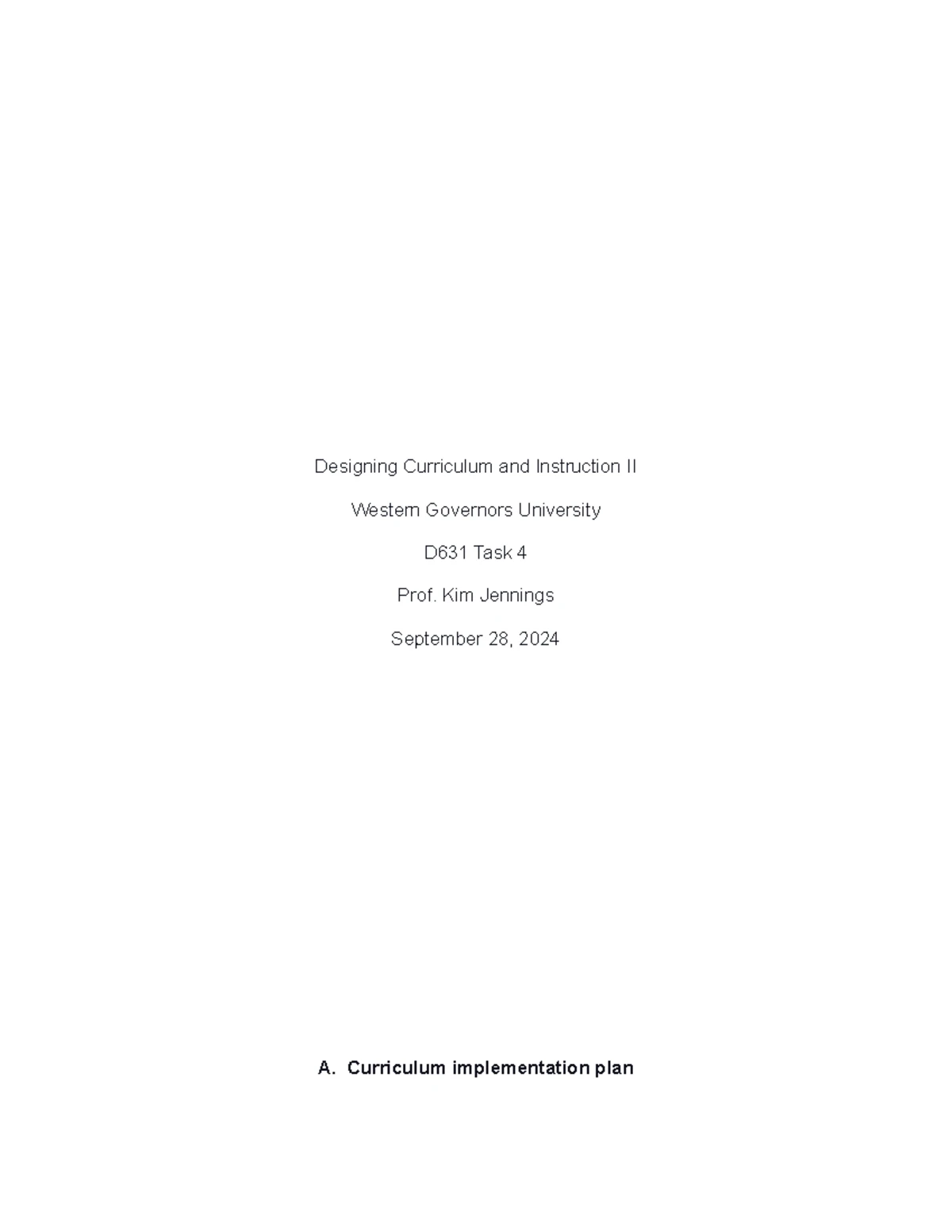 D631 WGU Task 4 Proposal for 1st Grade Science Curriculum - Studocu
