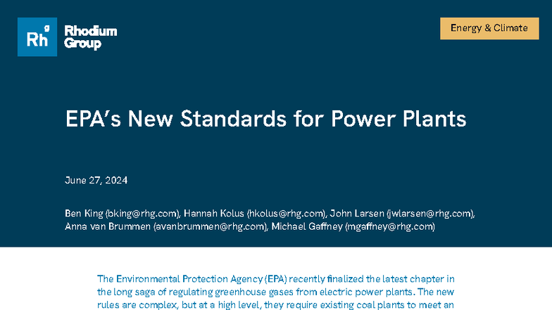 EPA's New Standards for Power Plants: Impacts on GHG Emissions - Studocu
