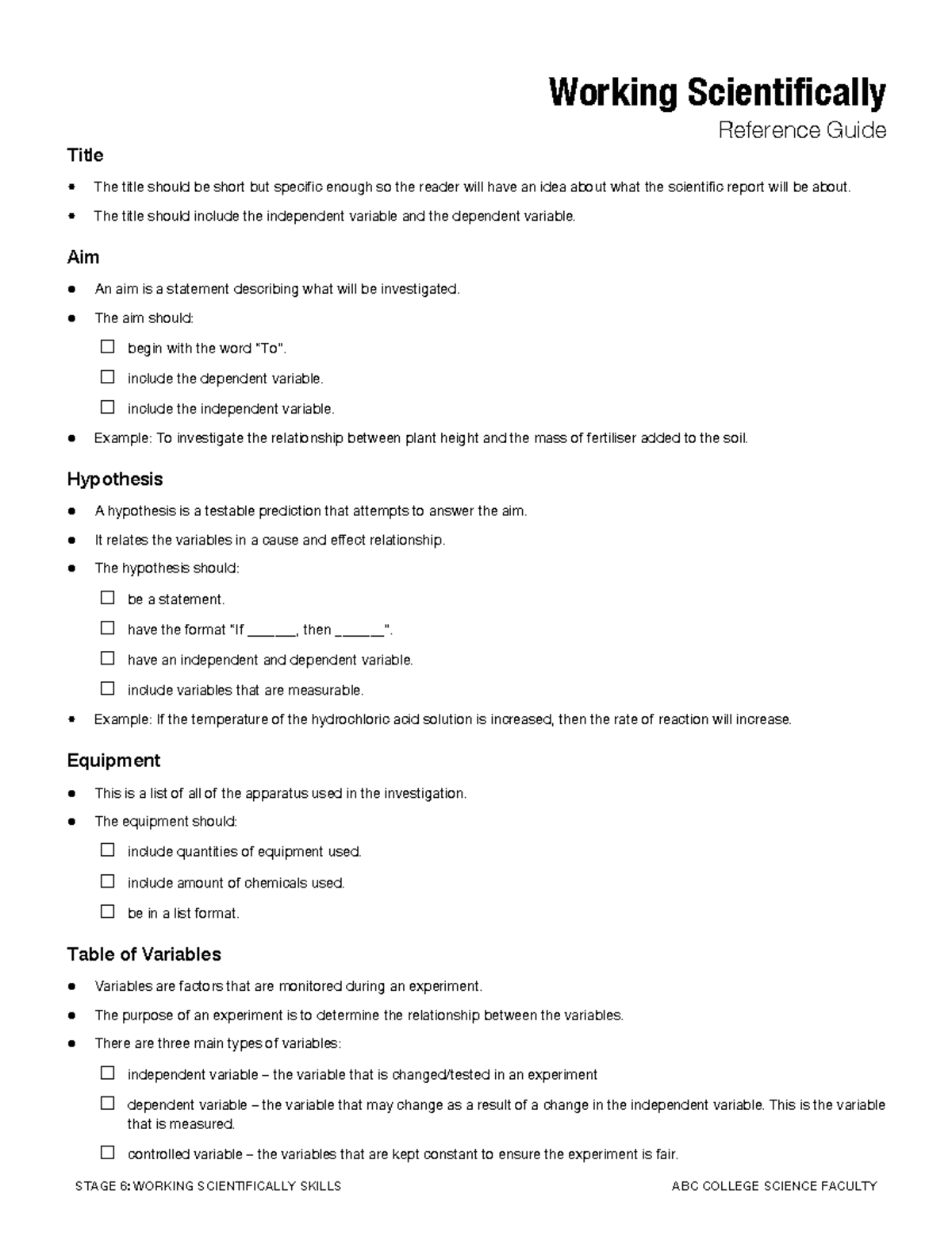 Stage 6 Guide: Writing Effective Scientific Reports - Studocu