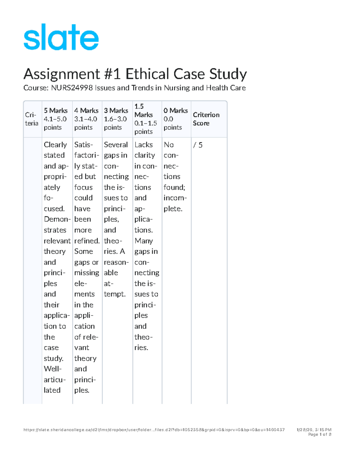 Assignment #1 Ethical Case Study - NURS24998 Issues & Trends in Nursing ...