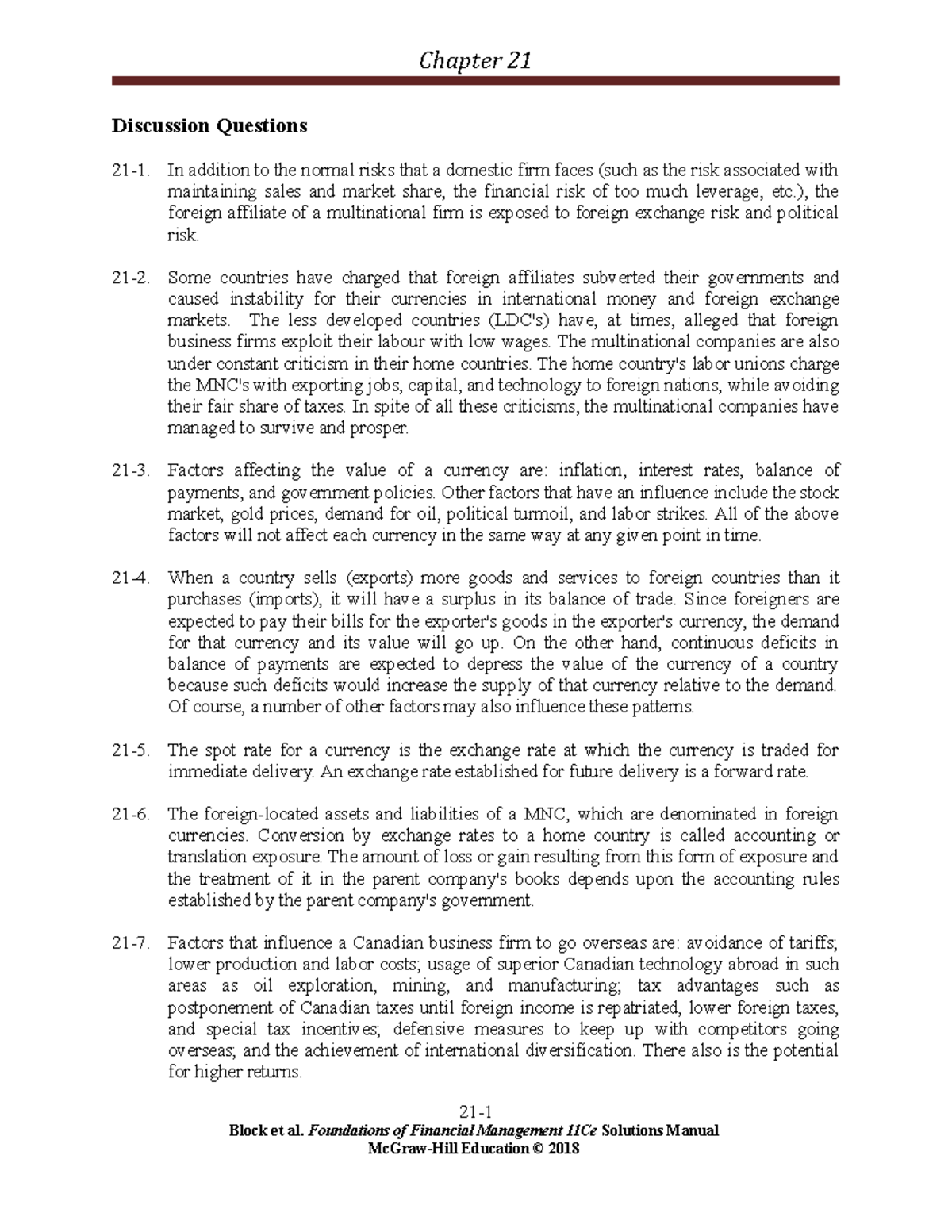 FFM 11Ce SM Chapter 21 - Chapter 21 Discussion Questions In addition to ...