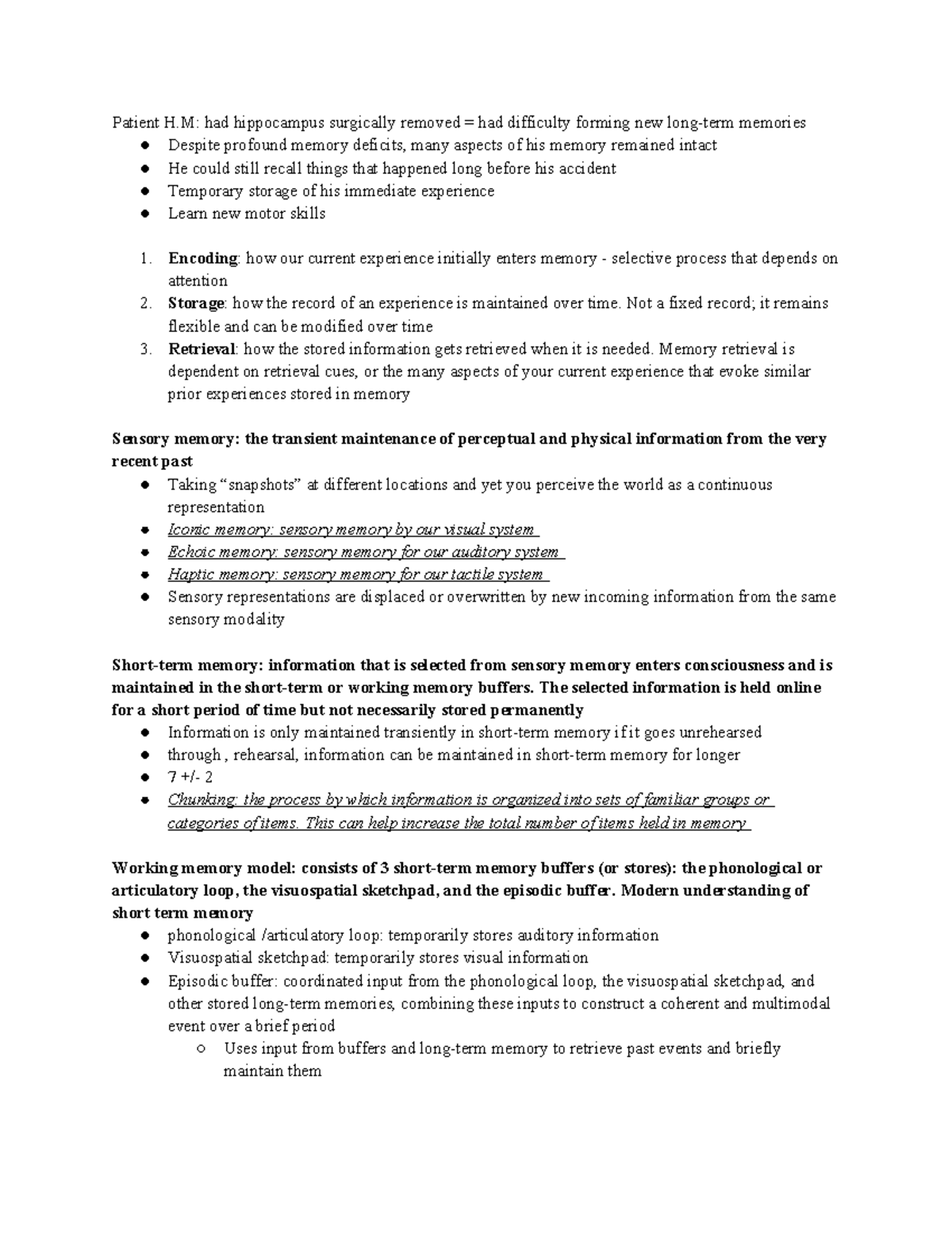 Memory - Textbook Notes (PSY 101) - Studocu