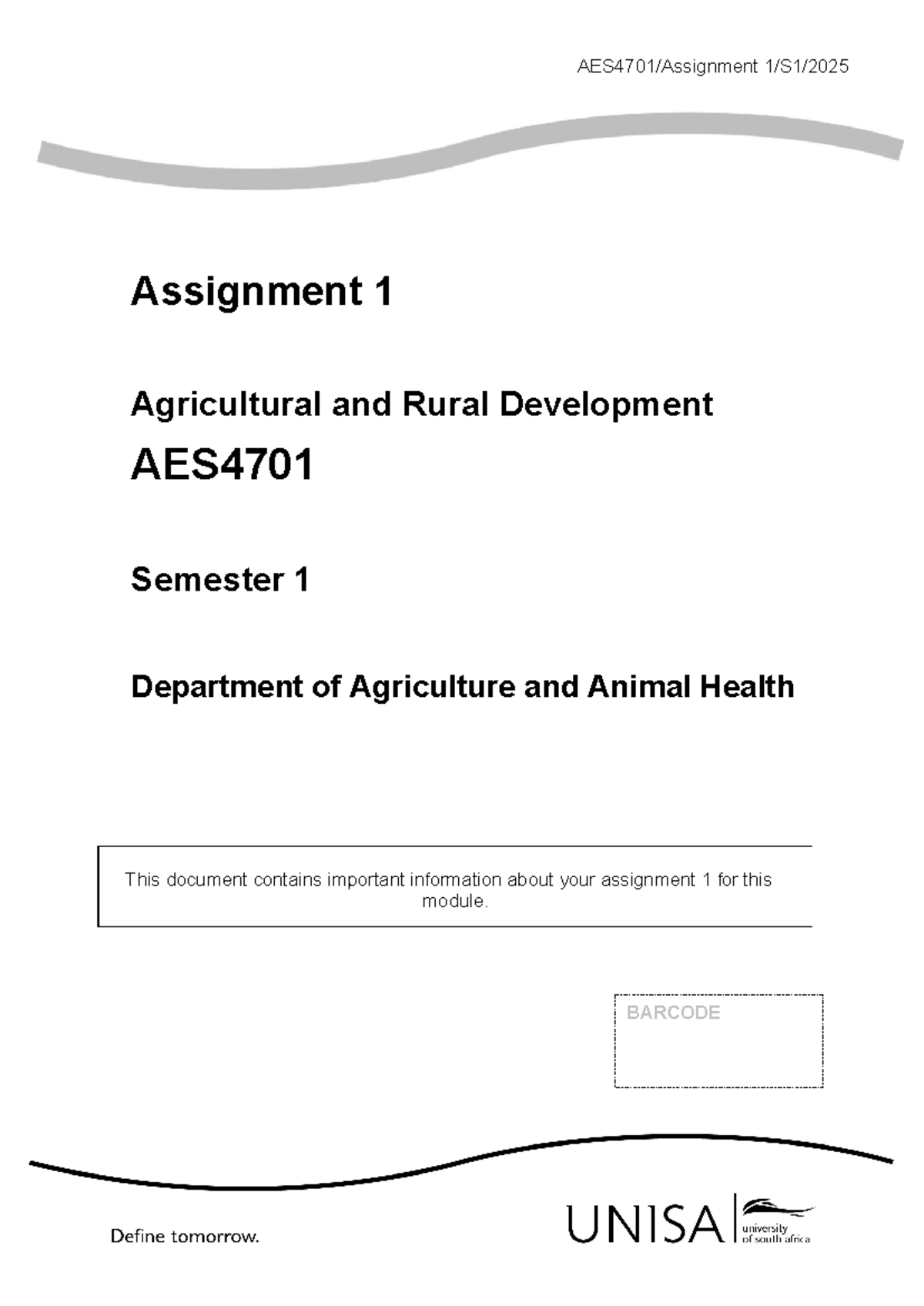 AES4701 Assignment 1: Agricultural & Rural Development Insights S1 ...