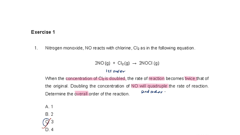 Exercise 1 & 2: Chemical Kinetics Overview - Student's Version JAN2025 ...