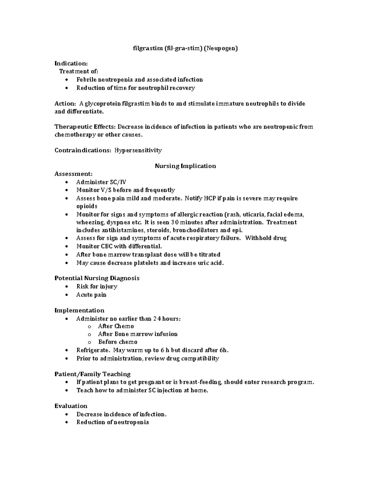 226 - Drug Cards - Pharmacologic Agents and Nursing Implications - Studocu