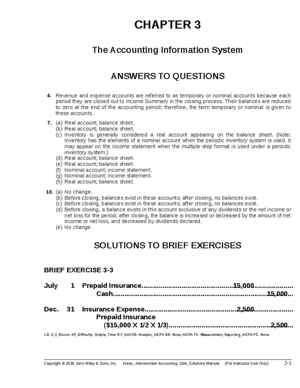 Chapter 3 Homework Solutions for Accounting Information System - Studocu