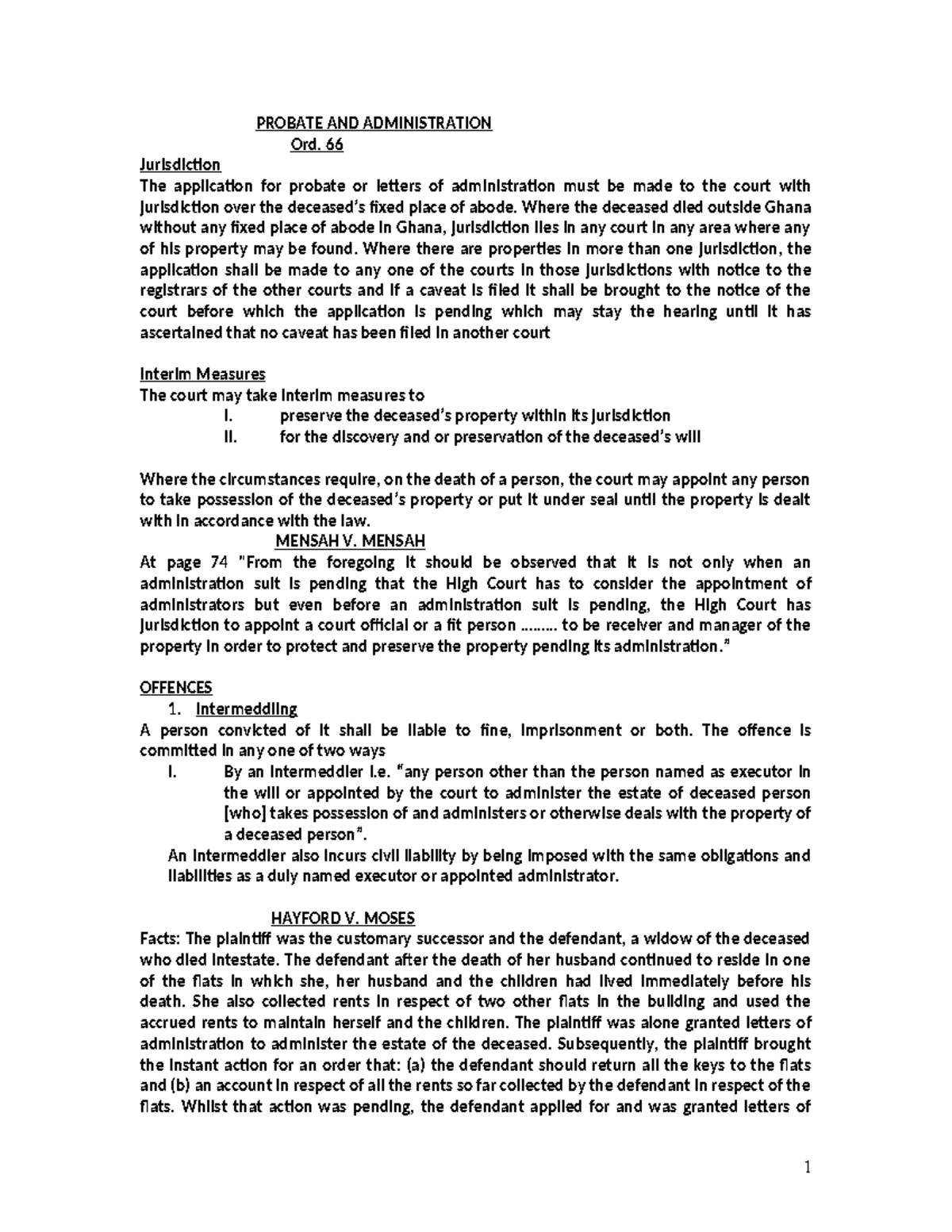 Probate and Administration: Key Legal Principles and Case Studies - Studocu