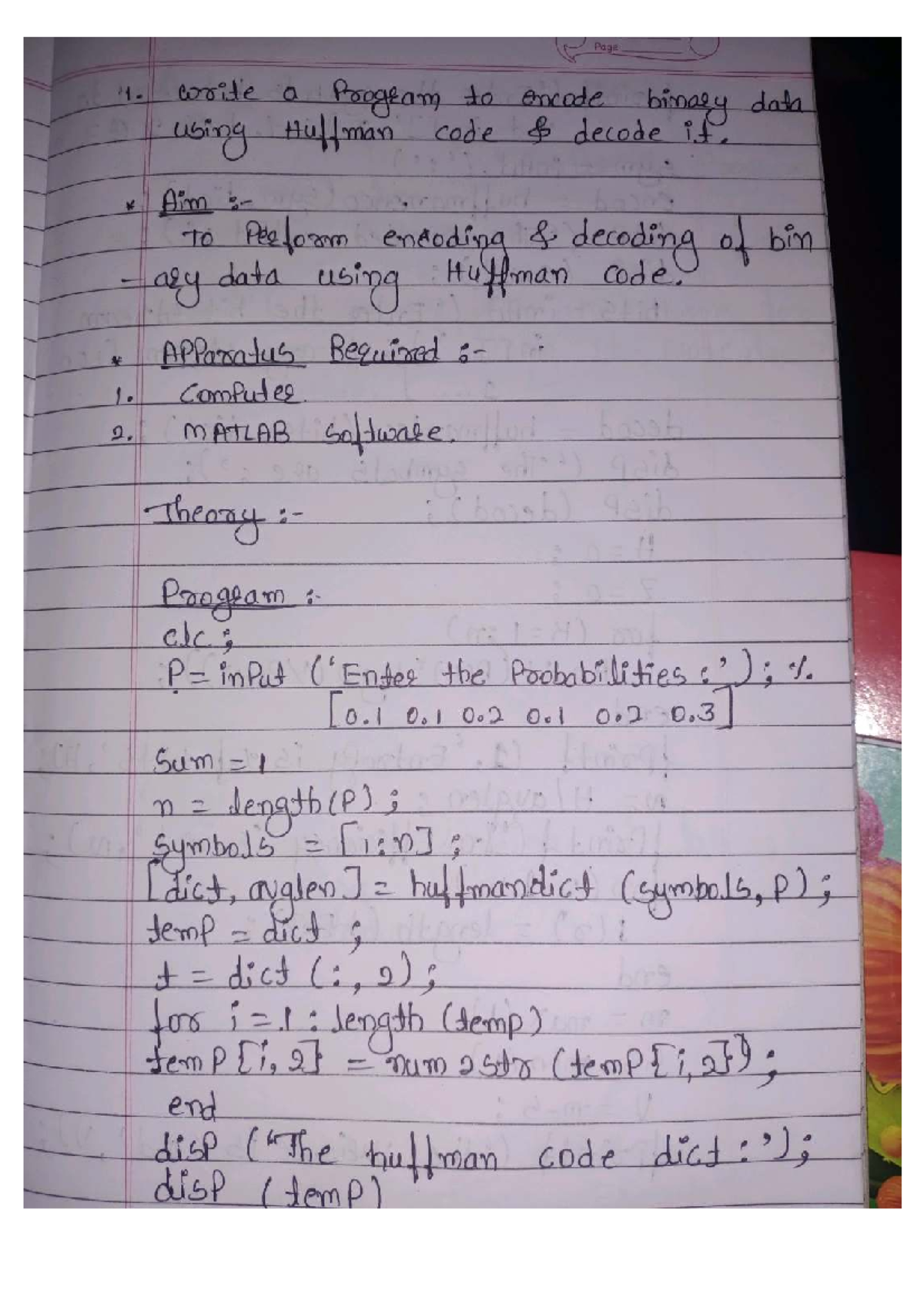 Dc Lab Exp - 5th Sem: Huffman Encoding & Orthogonalization Techniques ...