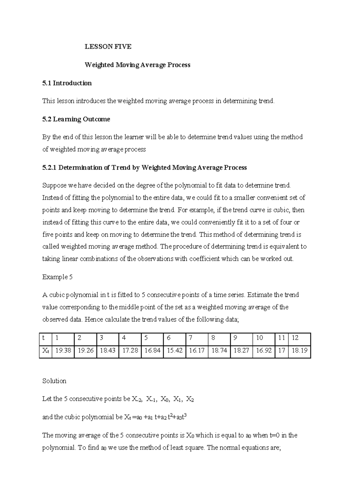 SST 411 Lessons 5, 6 & 7: Weighted Moving Average & Seasonal Analysis ...