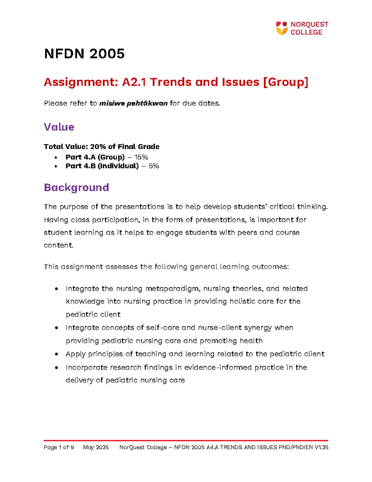 NFDN 2005 A4.A Group Presentation: Trends and Issues Instructions - Studocu