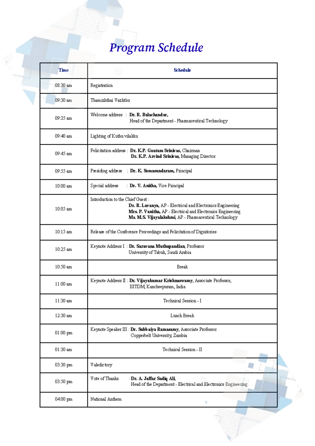 Program Schedule for Conference: Agenda Overview - Studocu