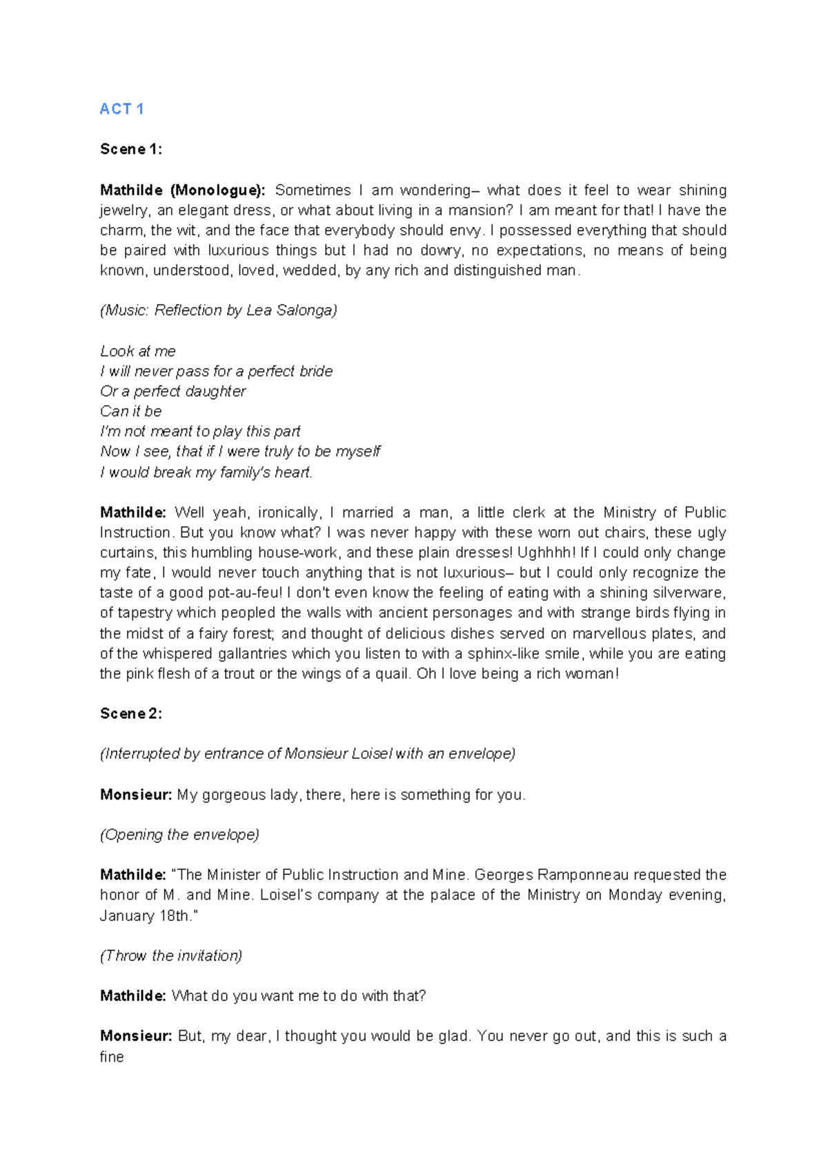 ACT 1-5: Mathilde's Journey in 