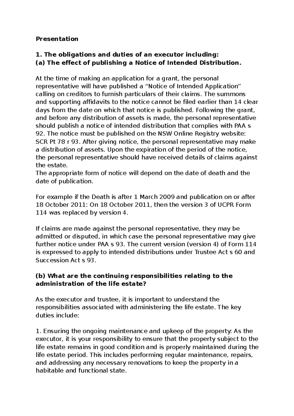 Estate Executor Responsibilities: Key Duties & Considerations - Studocu