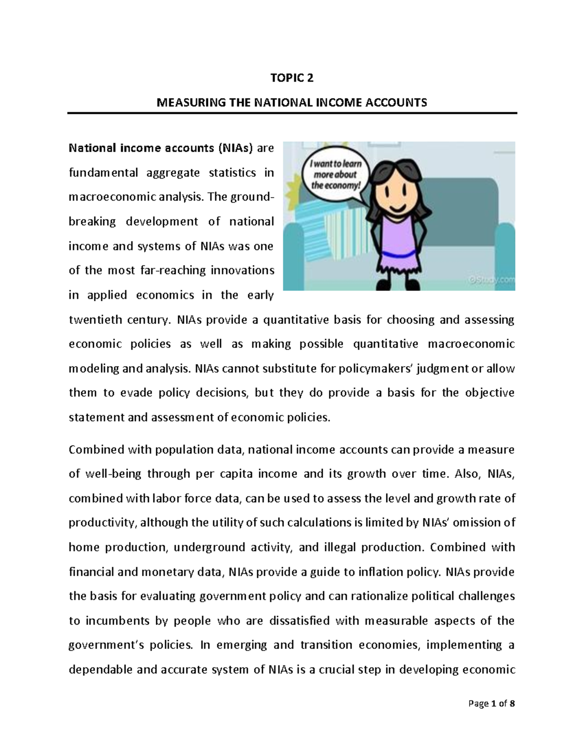 Topic 2: National Income Accounts & Economic Development Overview - Studocu