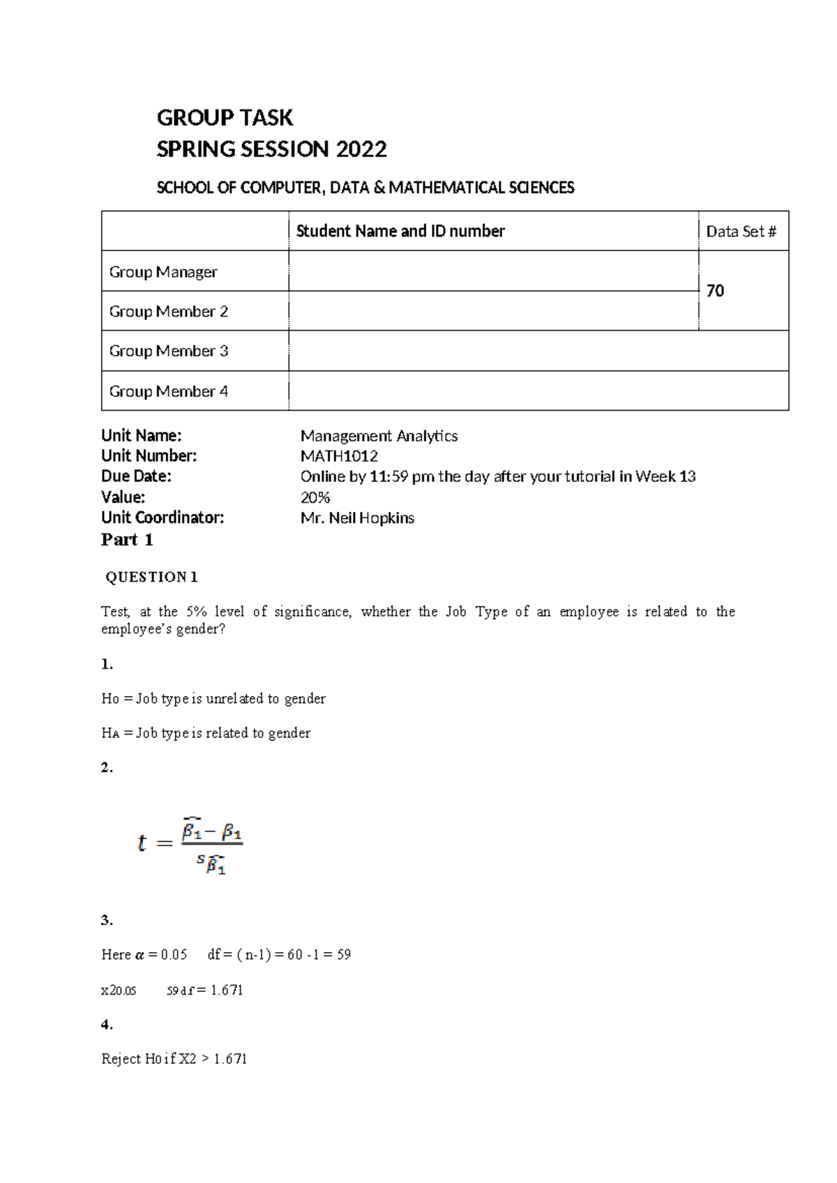 Group Task Maths - GROUP TASK SPRING SESSION 2022 SCHOOL OF COMPUTER ...