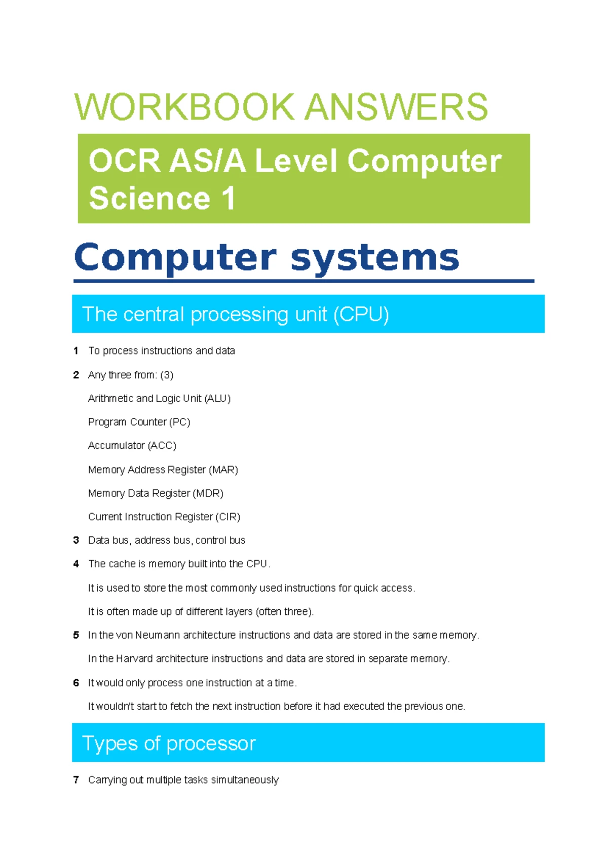 AQA Computer Science AS-level June 2018 Paper 1 Question Paper - Studocu