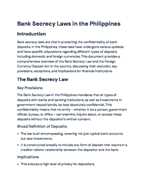 Bank Secrecy Laws in the Philippines: Privacy and Transparency Balance ...