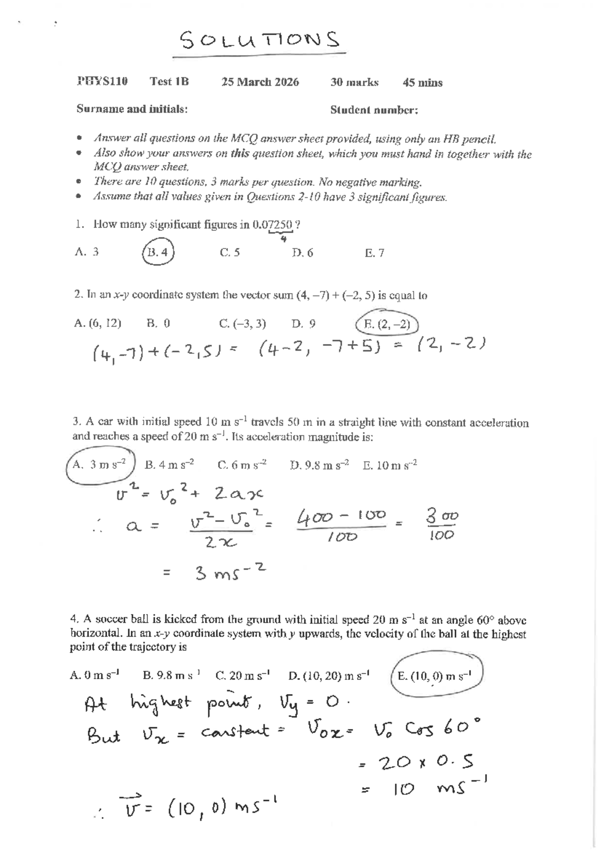 PHYS116 Test 1B Solutions - 25 March 2026 - Studocu