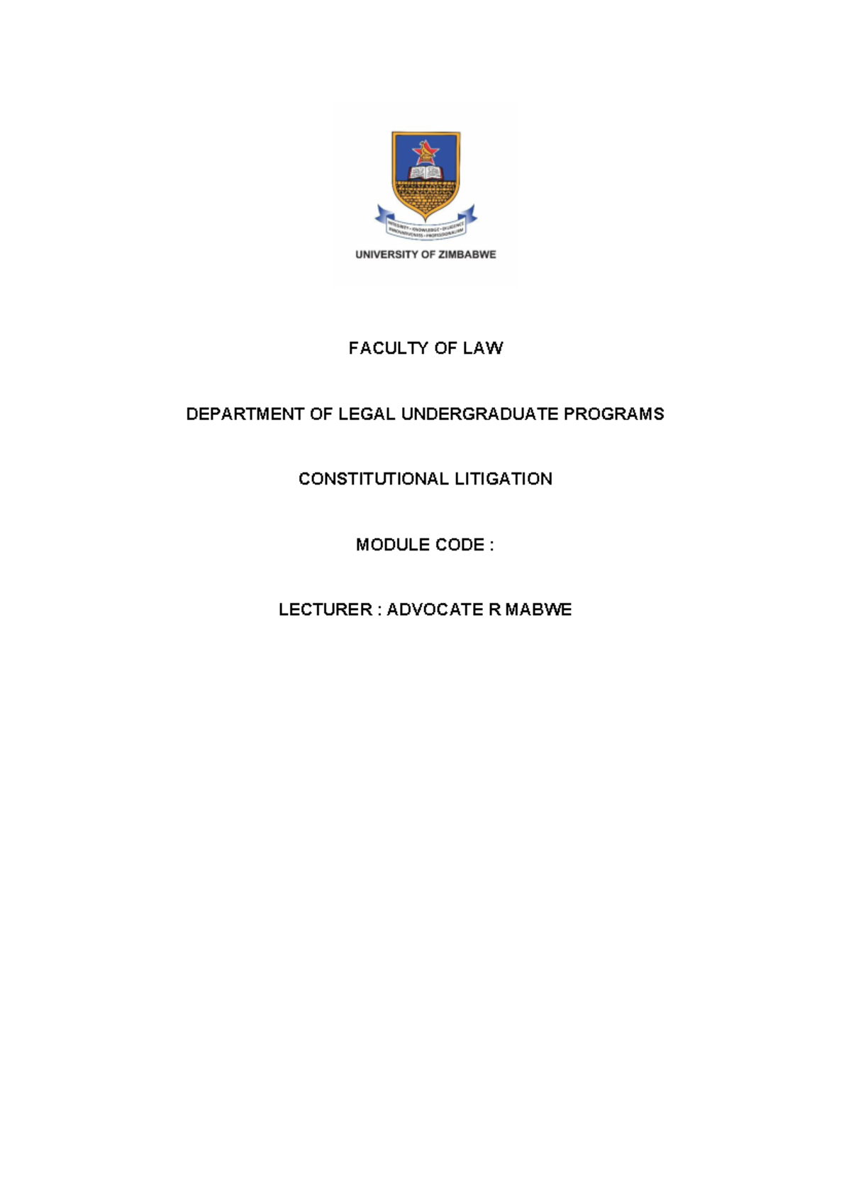 Constitutional Litigation Module Outline - LAW 101 - Studocu