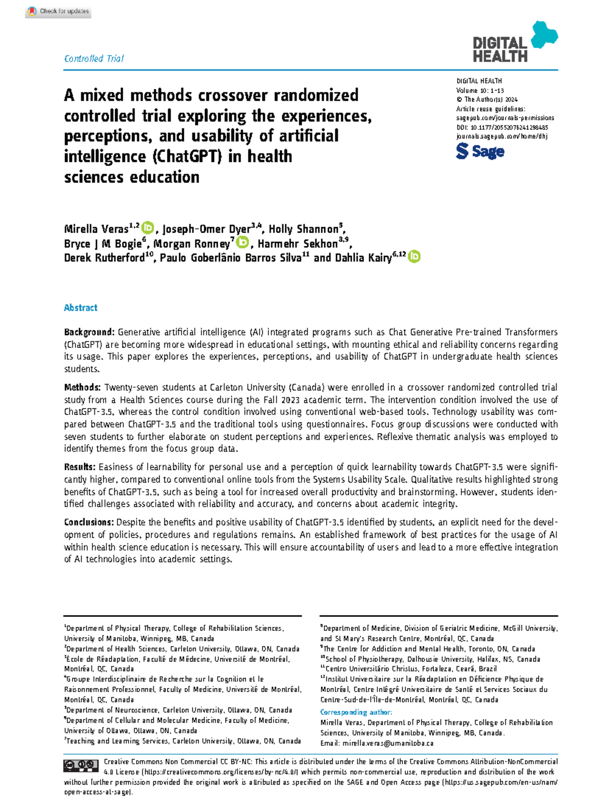 Article - A mixed methods crossover randomized controlled trial ...