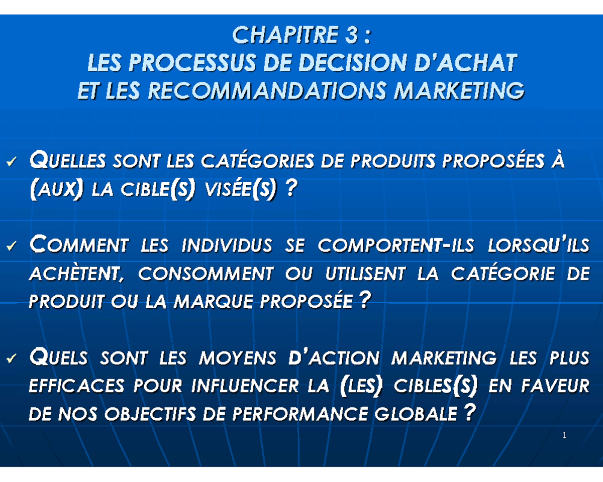 Chapitre 3 : Recommandations Marketing et Typologie des Produits - Studocu