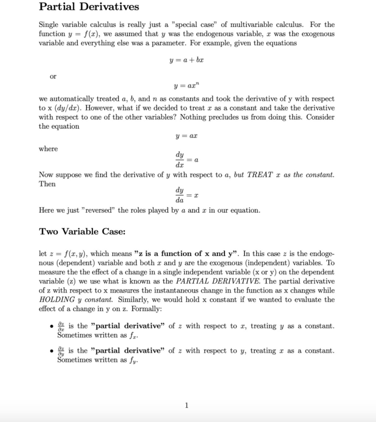 Mathematical review about first year calculus - The ”∂” symbol (”bent ...