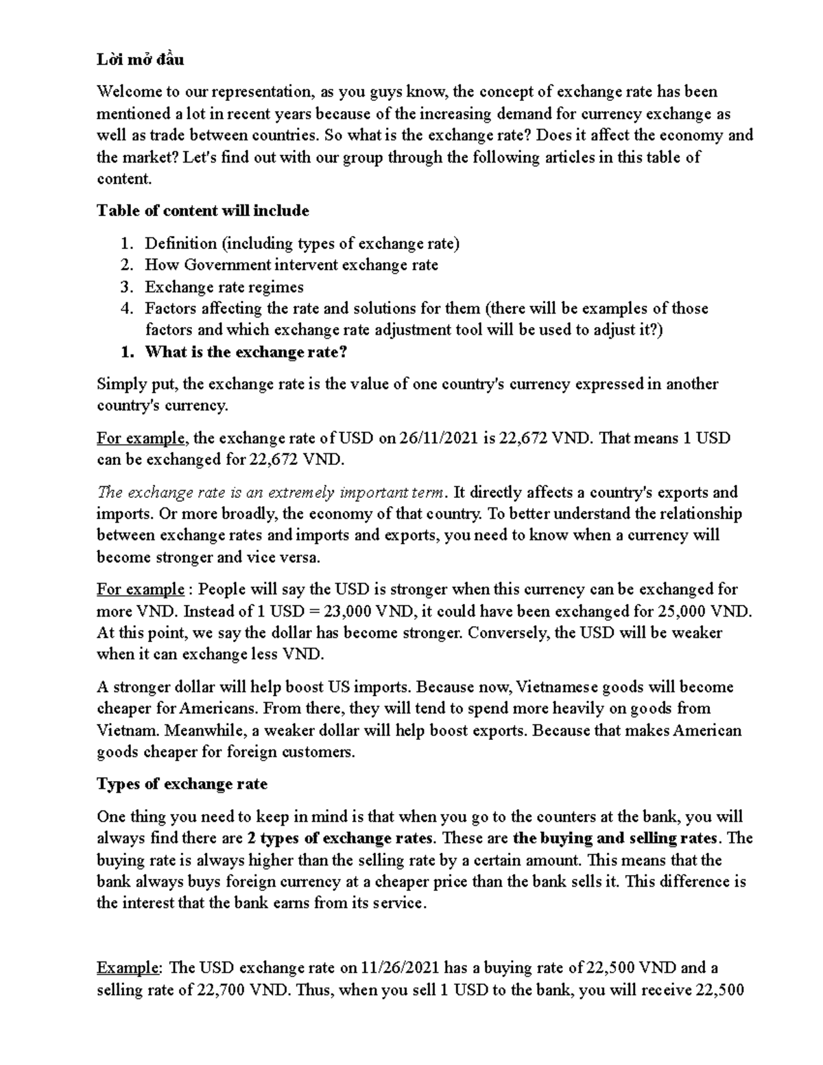Exchange Rate Dynamics and Macroeconomic Implications (Module: EXC-2 ...