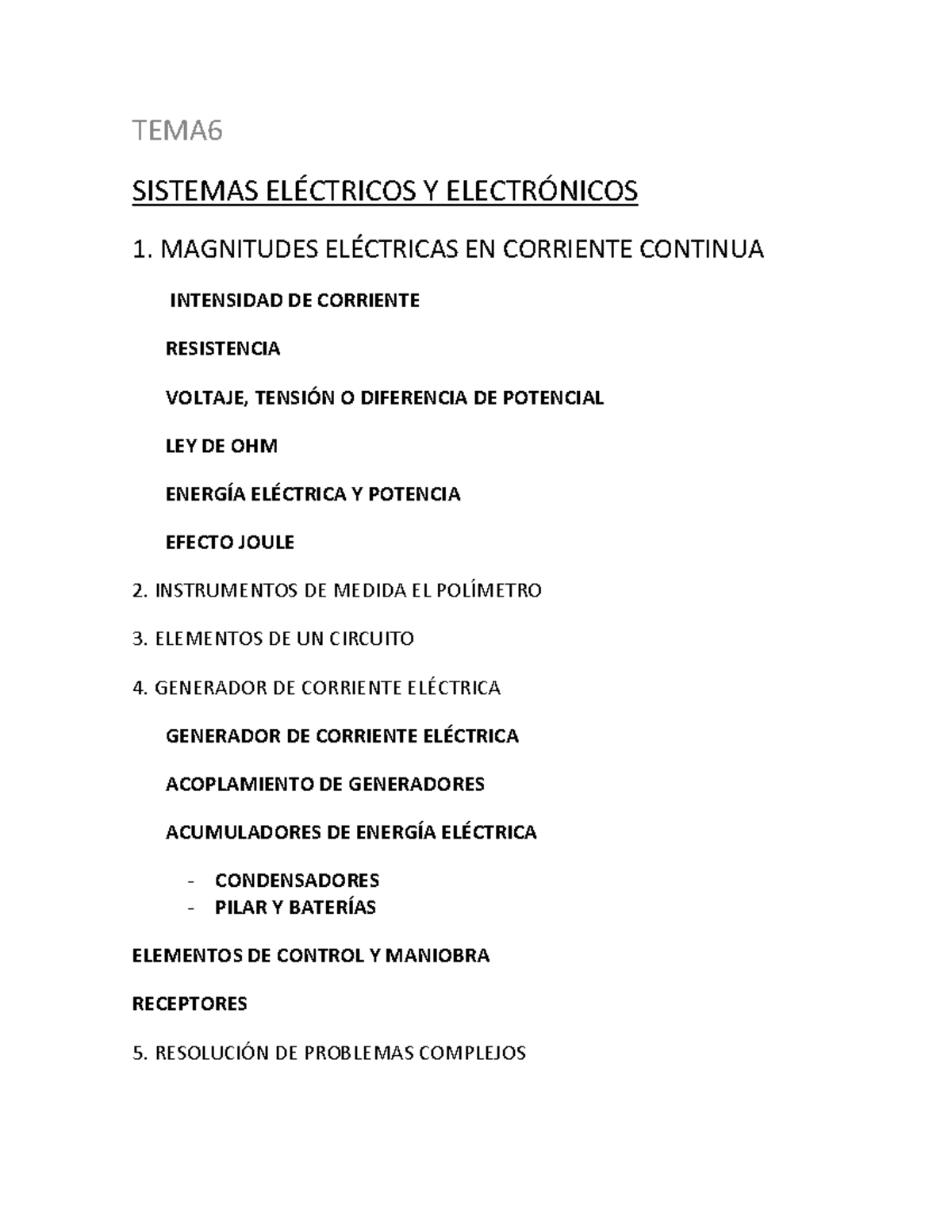 Sistemas Eléctricos y Electrónicos: Temario Completo y Ejercicios - Document Preview