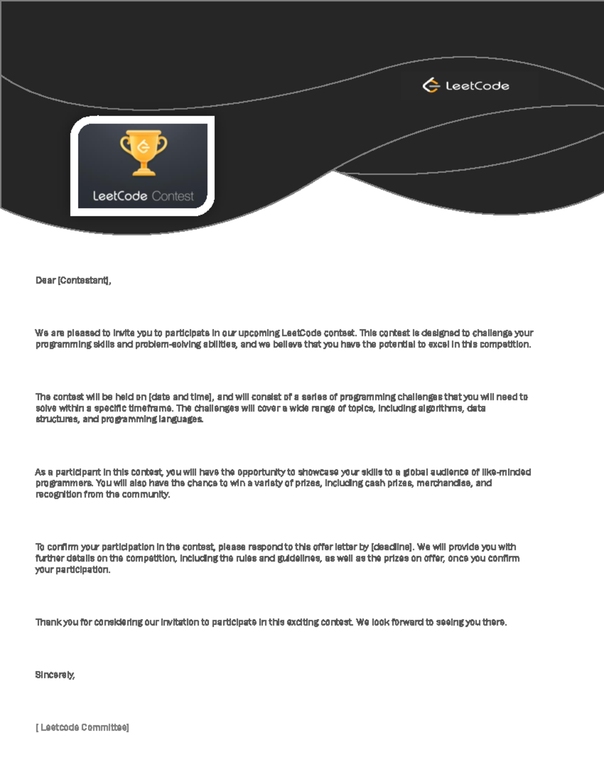 LeetCode Contest Invitation - Showcase Your Skills! - Studocu