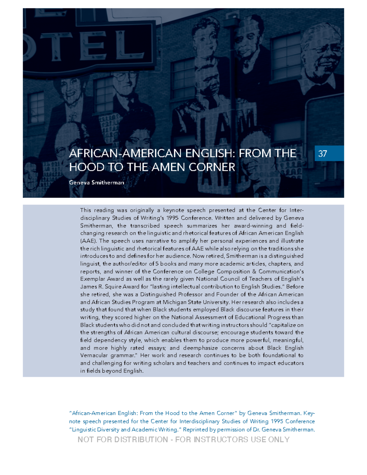 AAVE - The intro of the book Writing Memphis - AFRICAN-AMERICAN ENGLISH ...
