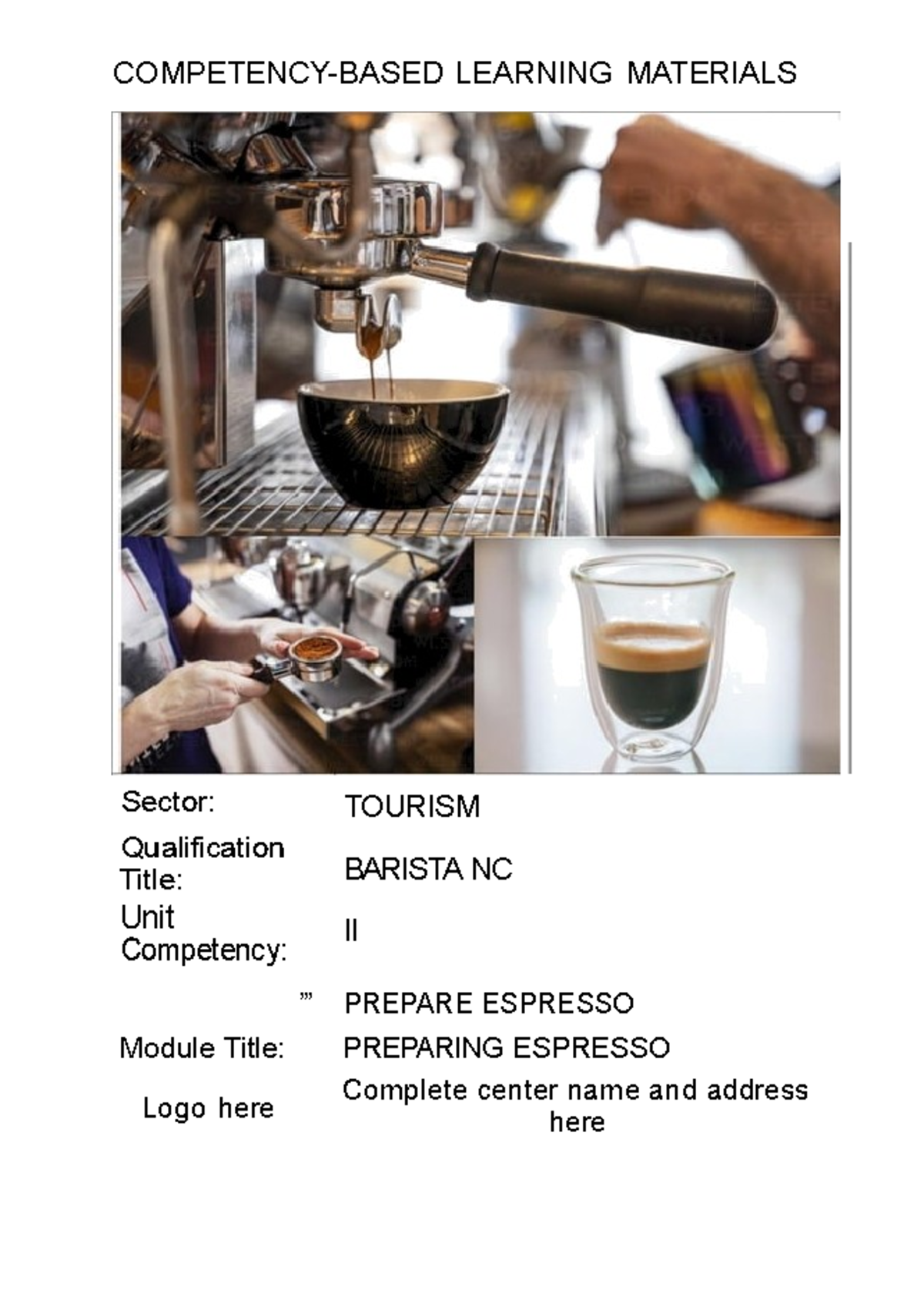 CBLM Coffee Shop - COMPETENCY-BASED LEARNING MATERIALS Sector ...