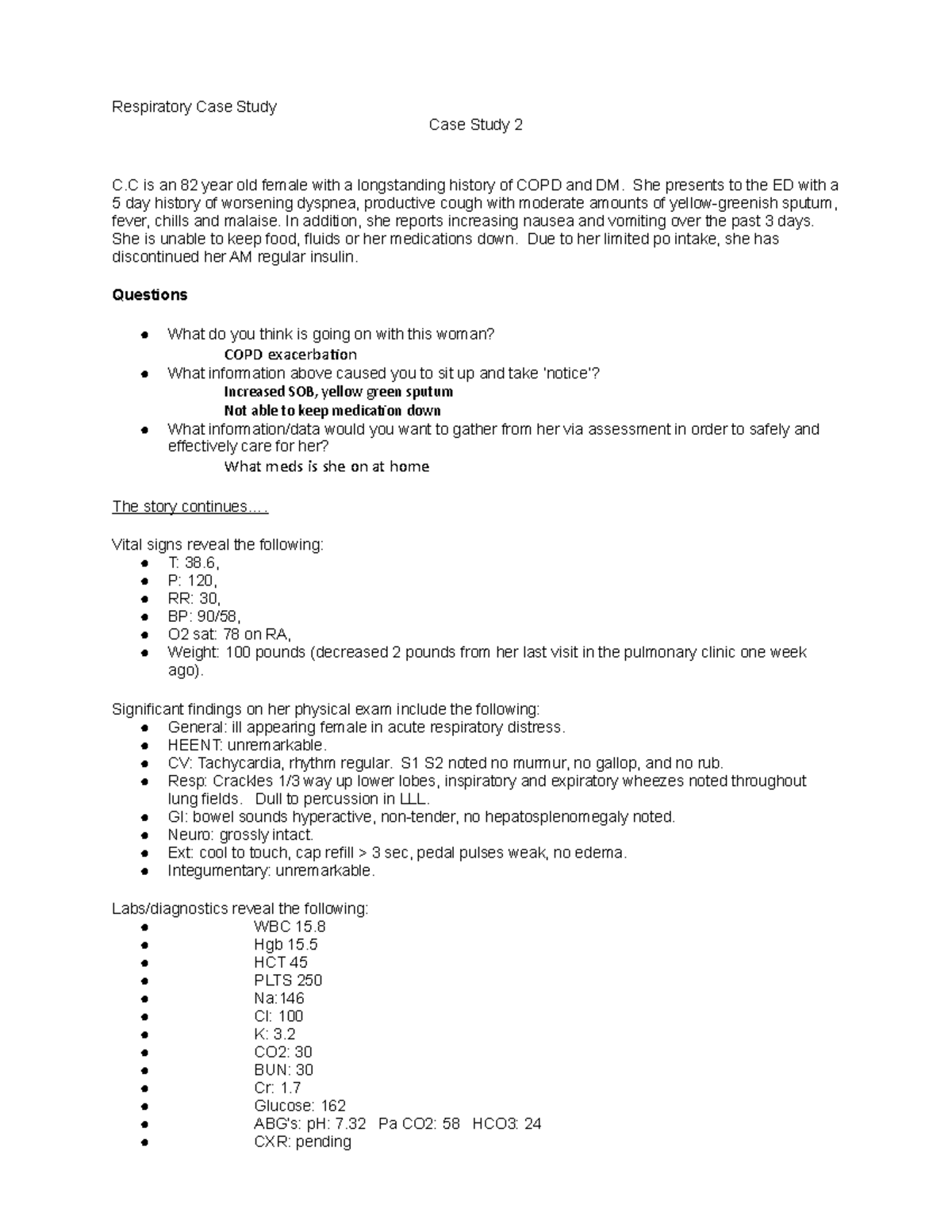 Respiratory Case Study: COPD Exacerbation in Elderly Female Patient ...