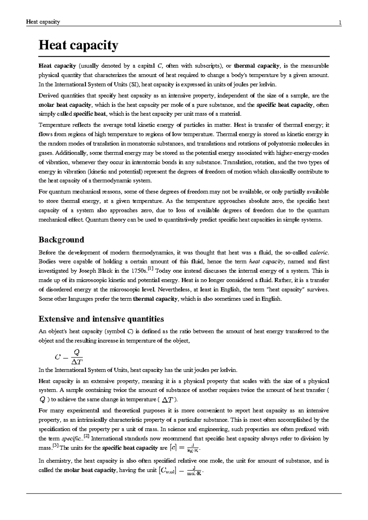 Heat capacity - Notes - Heat capacity Heat capacity (usually denoted by ...