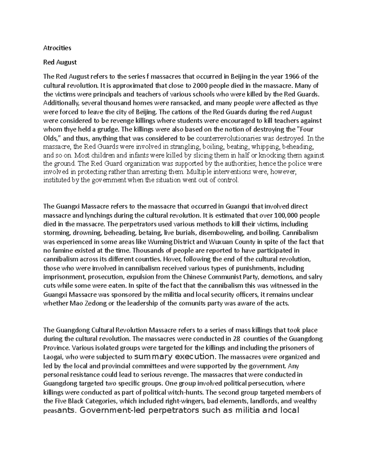 Cultural Revolution Atrocities: Red August, Guangxi, and Guangdong ...