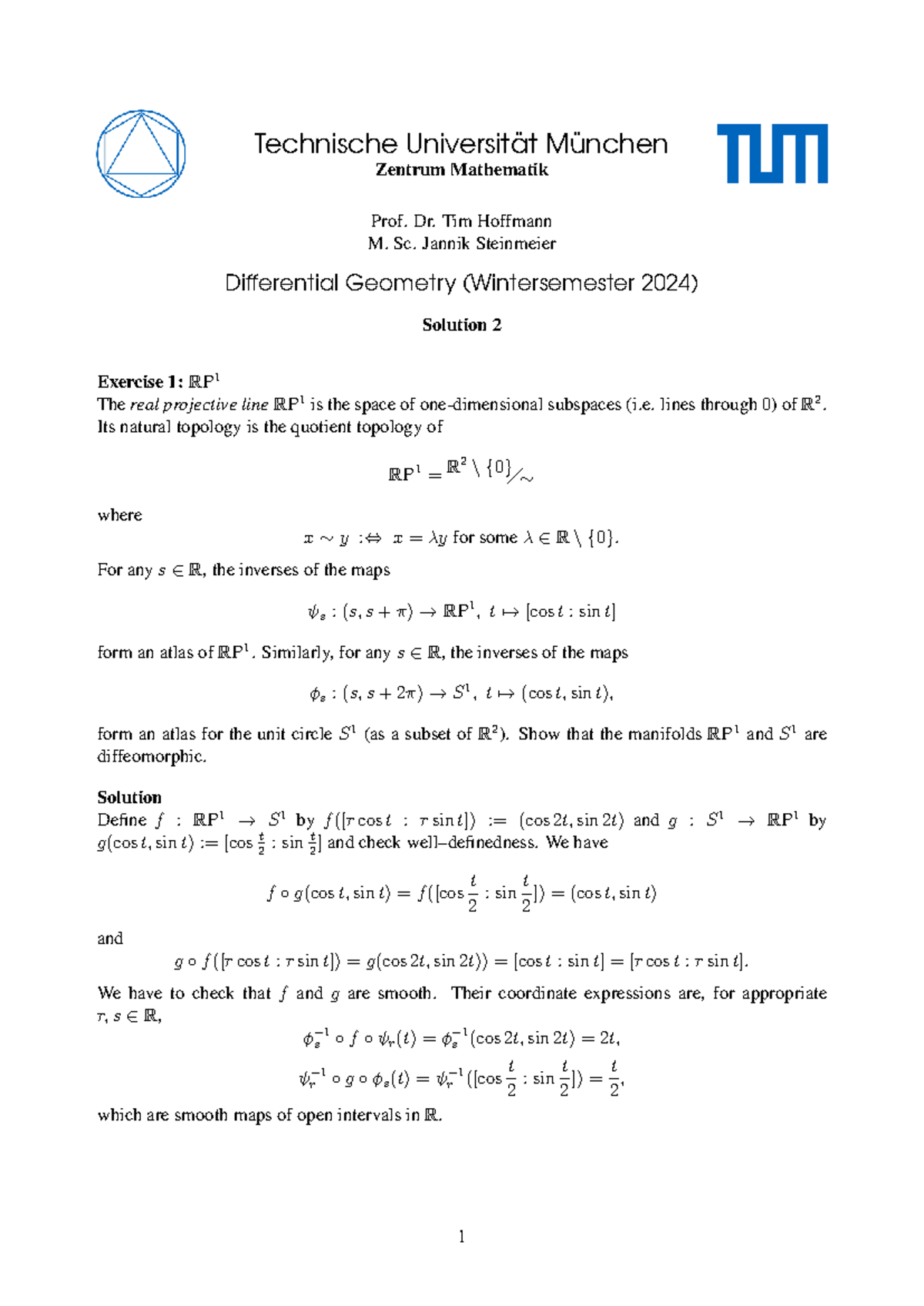 Solution 02 DG - Sheet 2: Differential geometry exercises and solutions ...