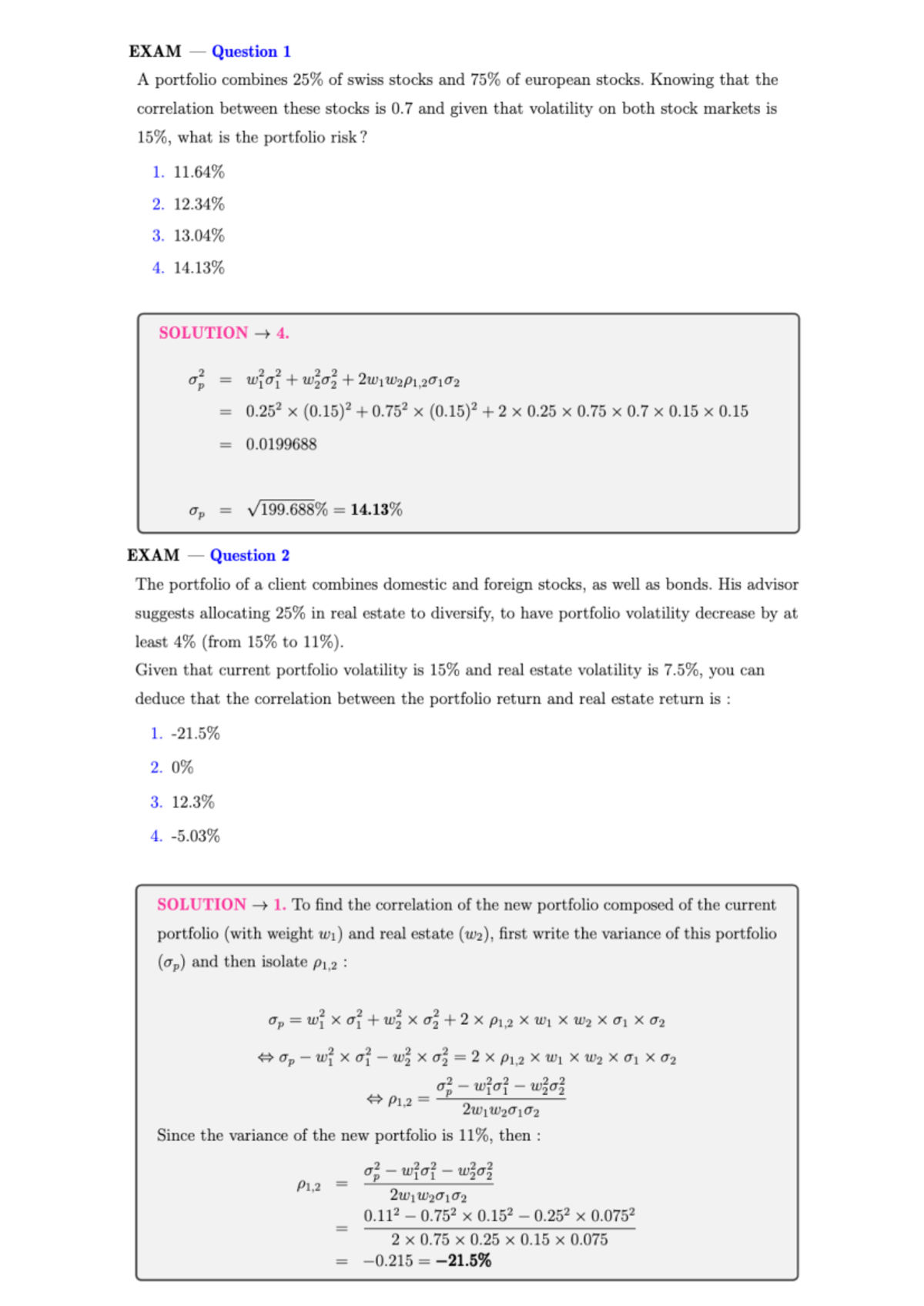 Asset Pricing - Exam Questions & Solutions from Problem Sets - Studocu