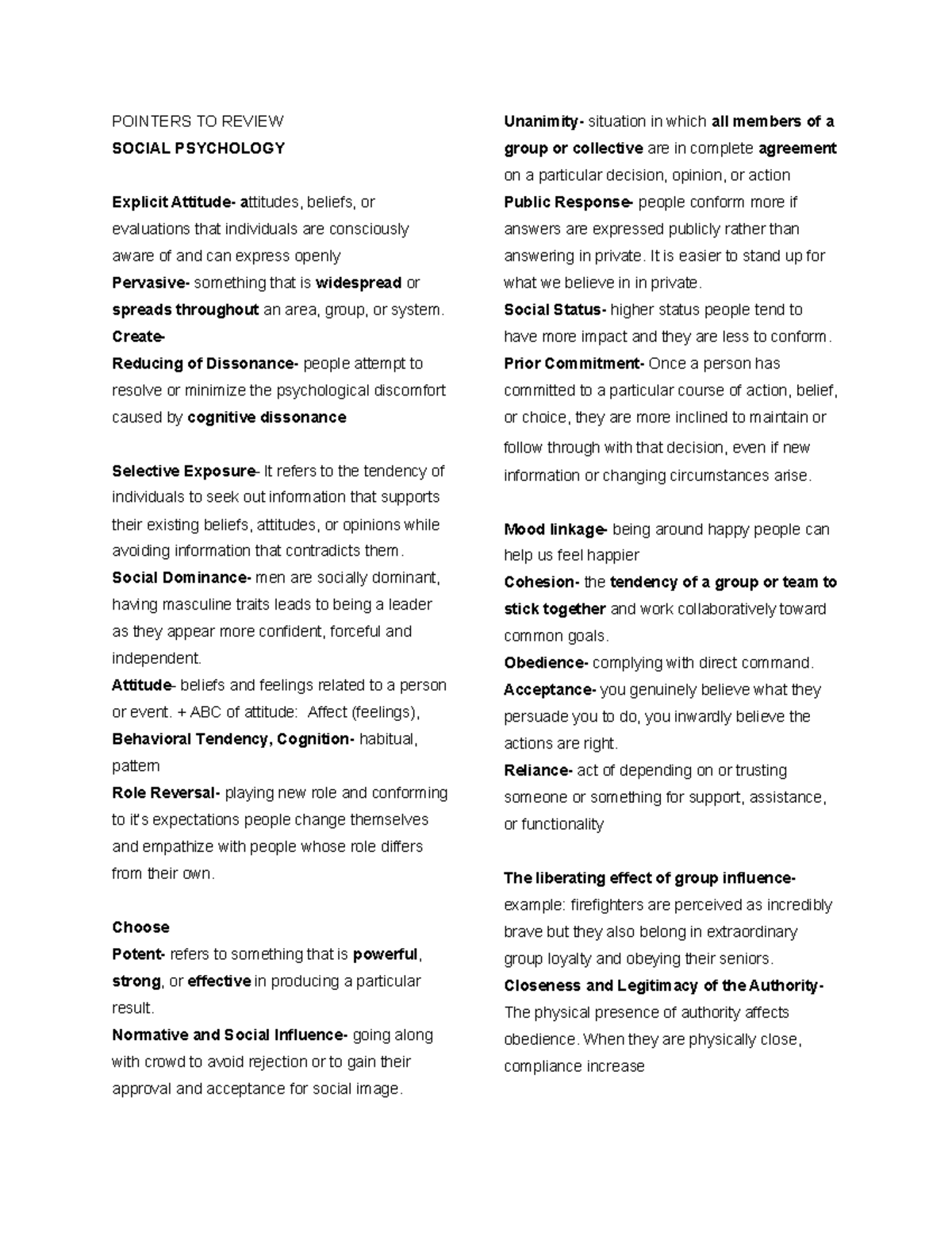 PTRSoc Psy - Key Concepts in Social Psychology Review - Studocu